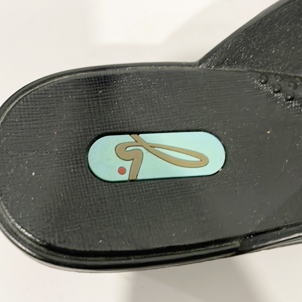 OKA b. Black Peep-Toe Wedges with Jewel Accent - Picture 7 of 10
